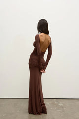 BAYSE - ETTA MAXI DRESS - CHOCOLATE