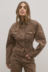 BAYSE - VIOLET DENIM JACKET - CHOCOLATE