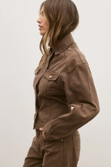 BAYSE - VIOLET DENIM JACKET - CHOCOLATE