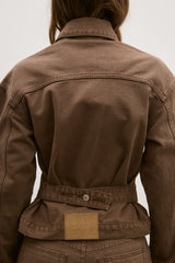 BAYSE - VIOLET DENIM JACKET - CHOCOLATE