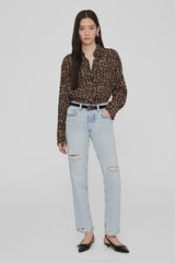 ANINE BING - BRIDGET SHIRT - BLACK & BROWN LEOPARD