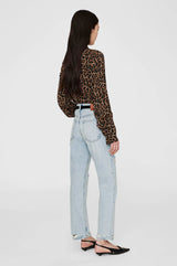 ANINE BING - BRIDGET SHIRT - BLACK & BROWN LEOPARD