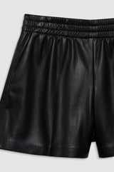 ANINE BING - KAM SHORT - BLACK VEGAN LEATHER