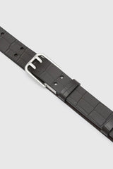 CAMILLA AMD MARC - LANDON CROC EMBOSSED BELT - CHOCOLATE