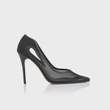LANA WILKINSON - CATHERINE PUMP BLACK MESH & LEATHER - BLACK MESH