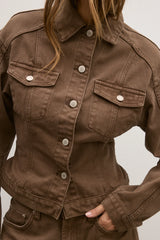 BAYSE - VIOLET DENIM JACKET - CHOCOLATE