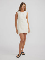 ENA PELLY - MAE DENIM MINI DRESS - ECRU