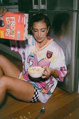 RAEF THE LABEL - LARA SHOR SLEEVE TEE - WHITE/GRAPHIC PRINT