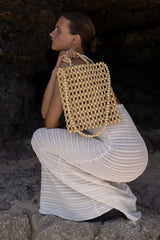 LA TRIBE - GIA BEADED TOTE BAG - NATURAL