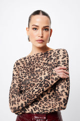 MOSSMAN - THE PROWL LONG SLEEVE TOP - LEOPARD PRINT