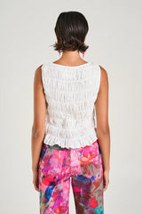 SUMMI SUMMI - SHIRRED TANK - SHEER WHITE