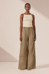 SHONA JOY - SABATO SLOUCHY CARGO PANT - GREY KHAKI