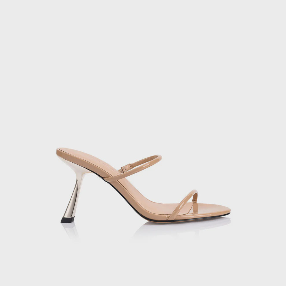 LANA WILKINSON - MARILYN STILETTO HEEL SANDAL - BEIGE PATENT LEATHER               - BEIGE