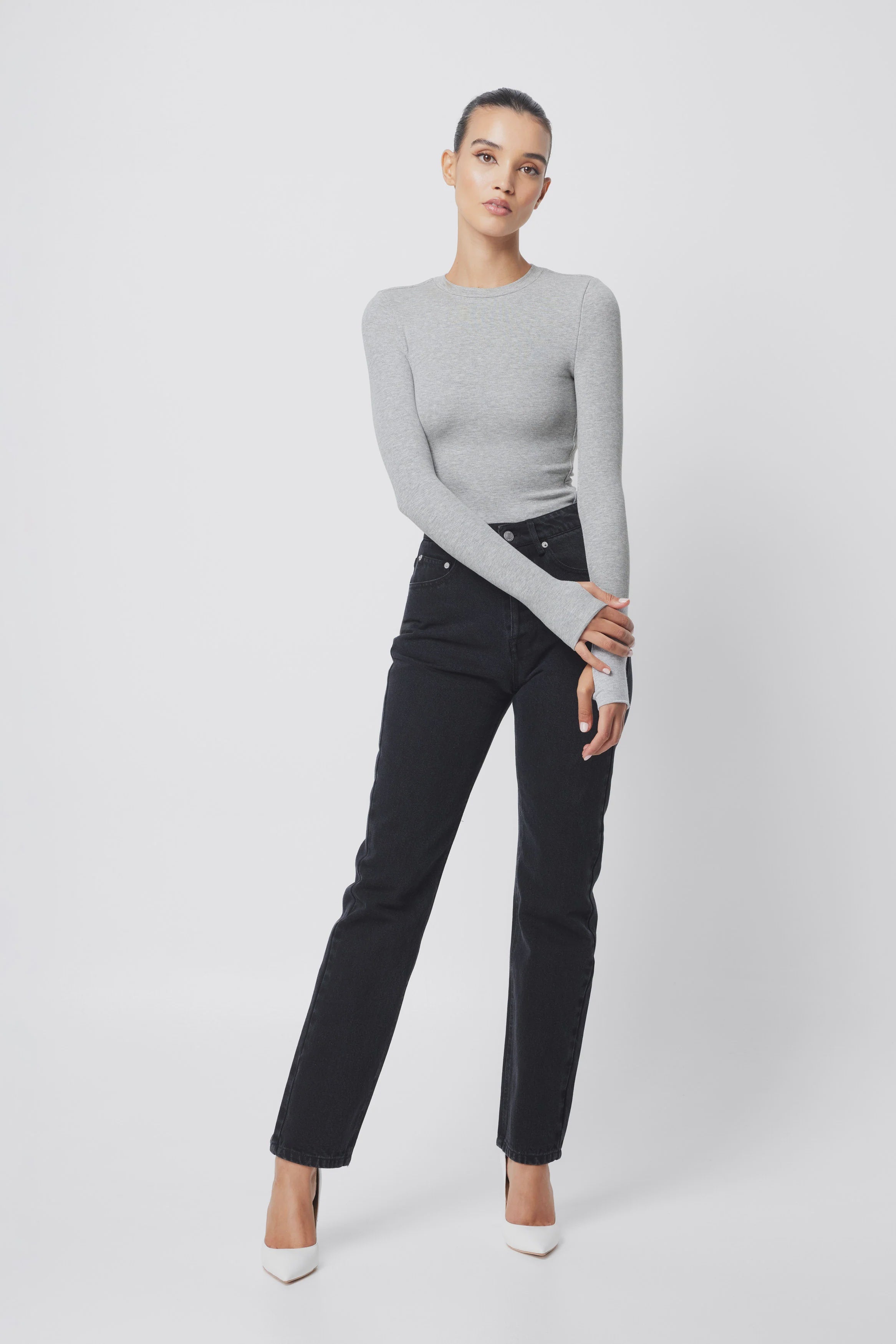 MOSSMAN - THE BROOKLYN TOP - GREY MARLE