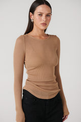 BAYSE - MYLES CREW NECK TOP - LATTE