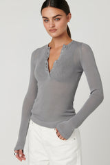 BAYSE BRAND - XAVIER BUTTON TOP - ALLOY