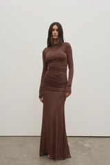 BAYSE - ETTA MAXI DRESS - CHOCOLATE