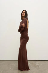 BAYSE - ETTA MAXI DRESS - CHOCOLATE