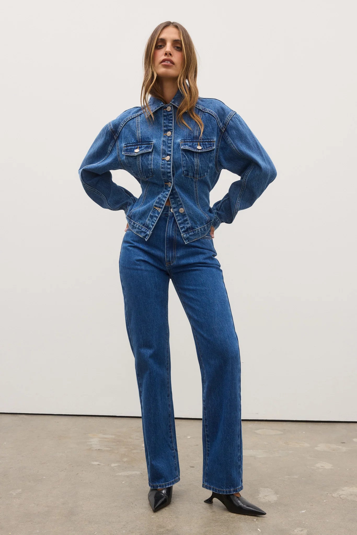 BAYSE - HEIDI HIGH WAISTED JEANS - DENVER BLUE