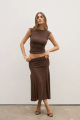BAYSE - NOEMI SKIRT - CHOCOLATE