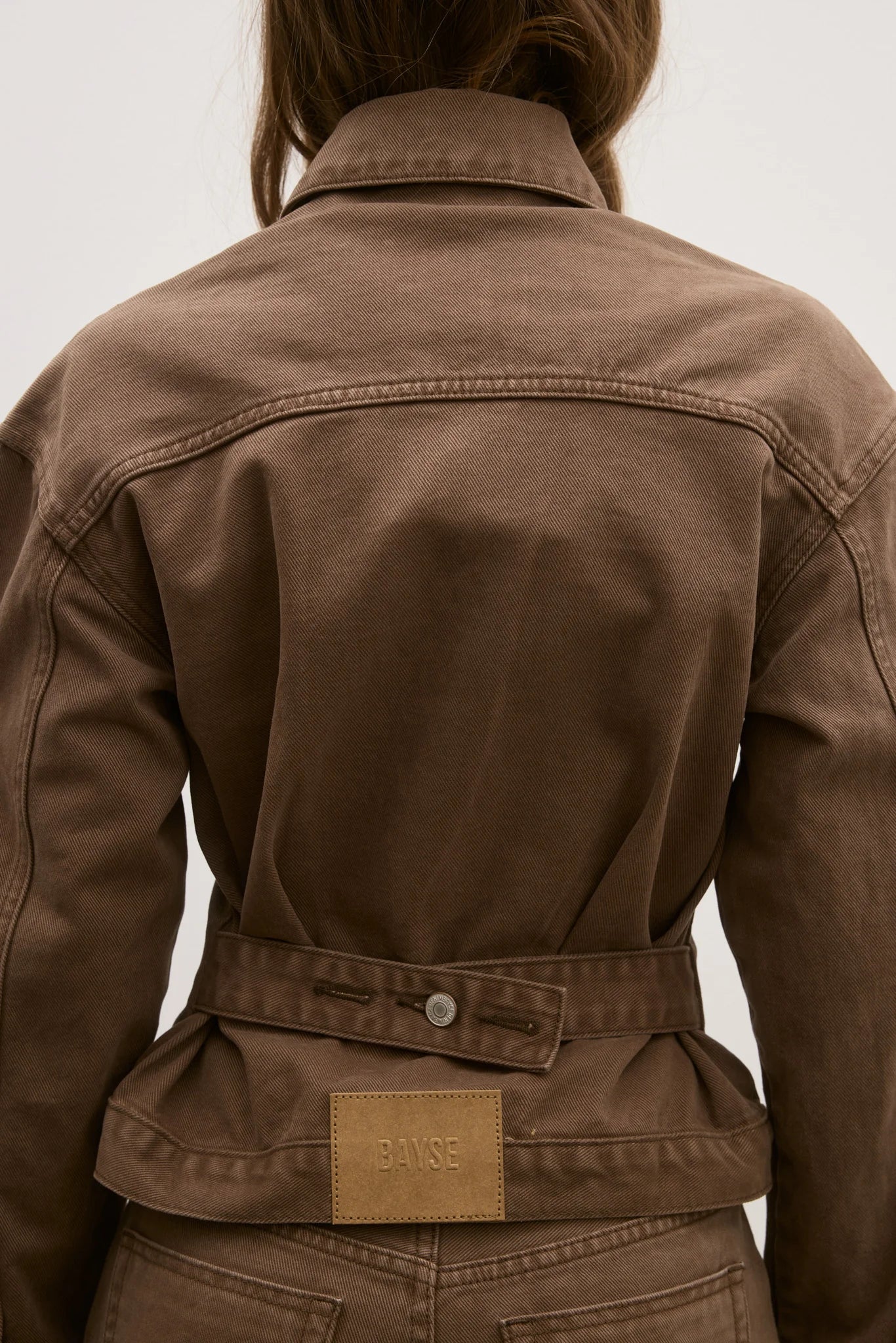 BAYSE - VIOLET DENIM JACKET - CHOCOLATE