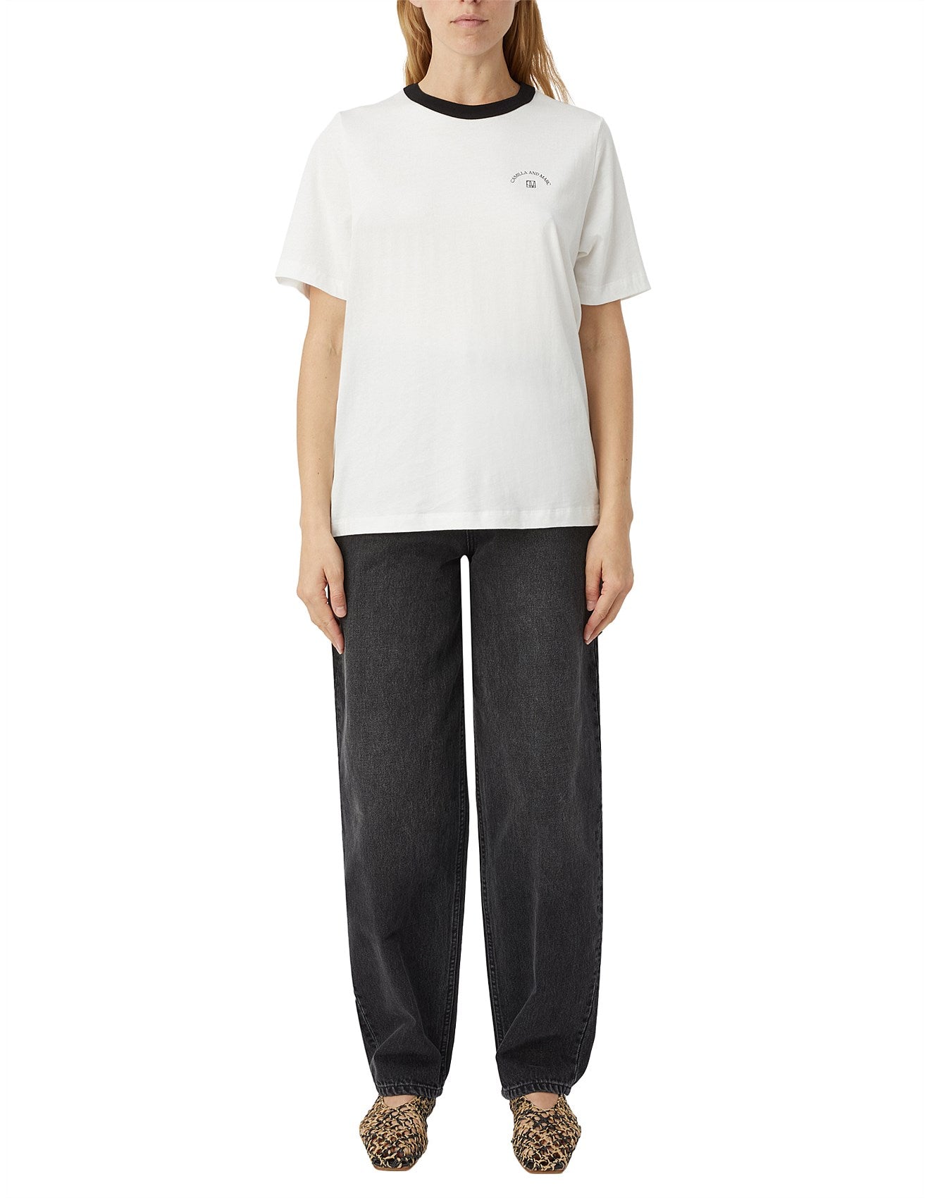 CAMILLA AND MARC - LANDER CONTRAST BIND TEE - WHITE