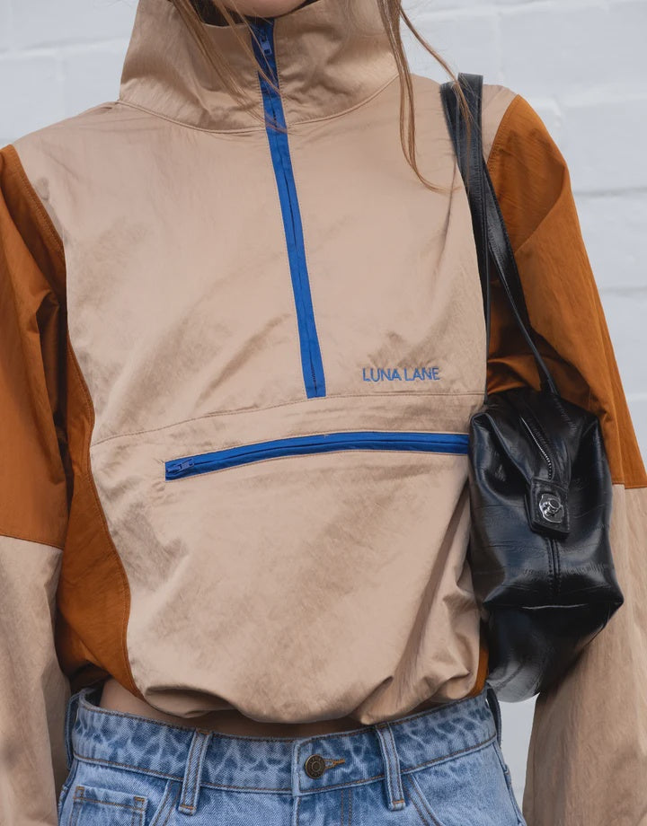 LUNA LANE - THE COURTSIDE ANORAK - TAN/RUST