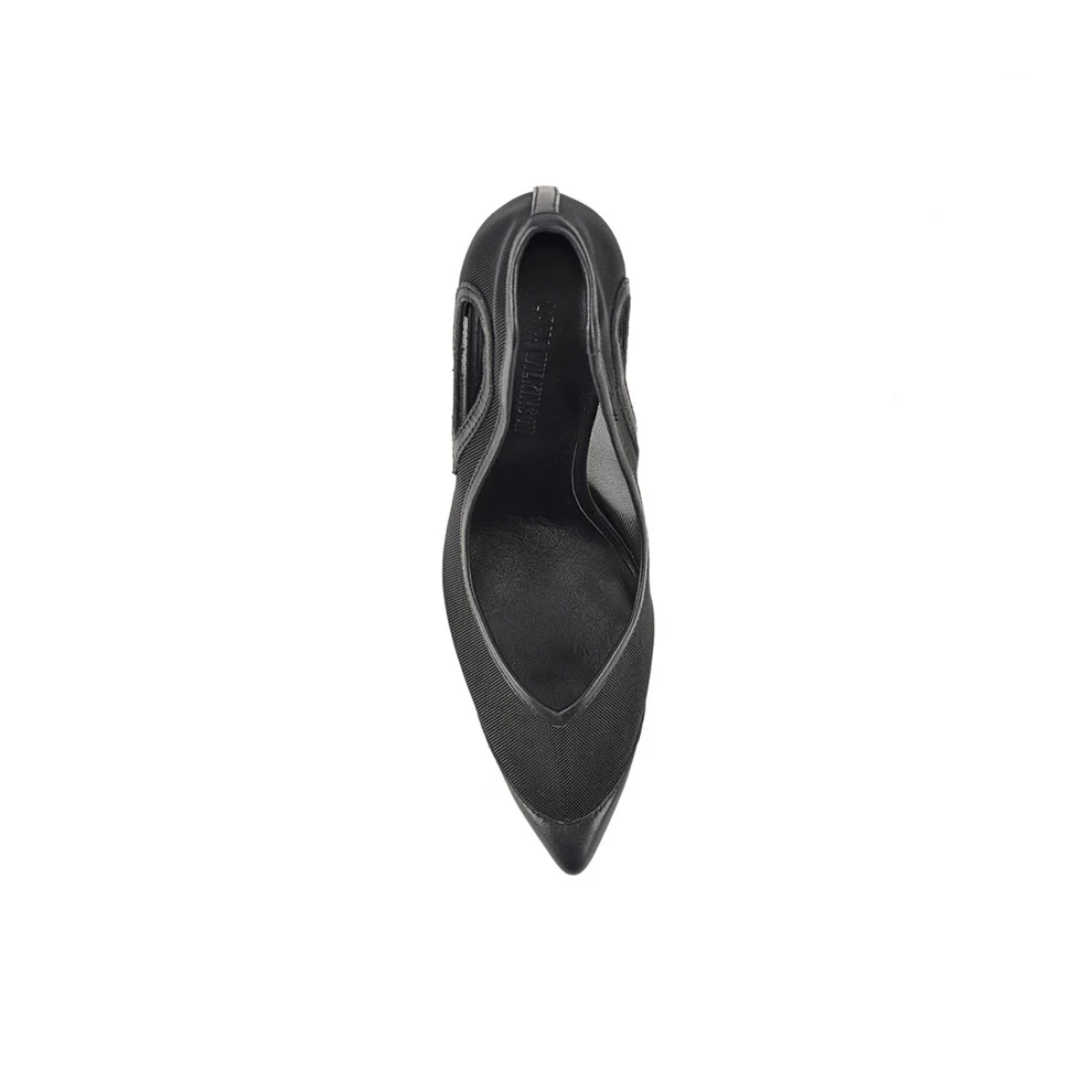 LANA WILKINSON - CATHERINE PUMP BLACK MESH & LEATHER - BLACK MESH