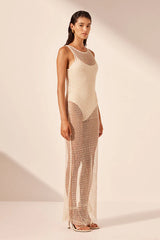 SHONA JOY - KIARA SHEER TANK MAXI DRESS - NATURAL/IVORY