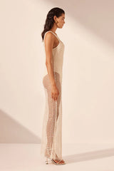 SHONA JOY - KIARA SHEER TANK MAXI DRESS - NATURAL/IVORY