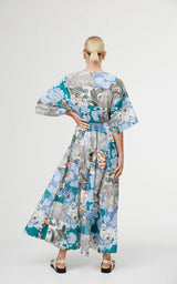 KINNEY - ELLIS DRESS - CYAN PATCHWORK