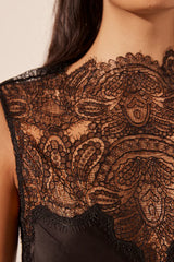 SHONA JOY - LACE HIGH NECK MAXI DRESS - BLACK