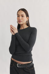 PRIMI - CARINA LONG SLEEVE - CHARCOAL MARLE