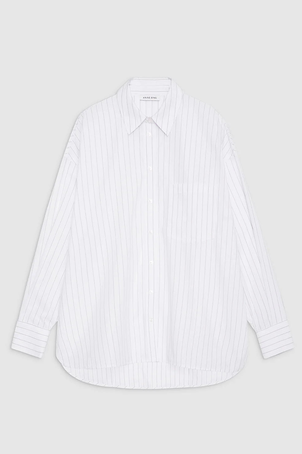 ANINE BING - CHRISSY SHIRT - WHITE AND TAUPE STRIPE
