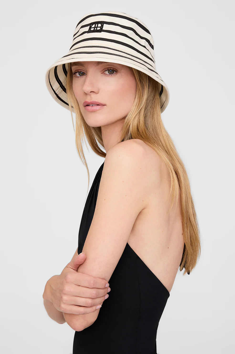 ANINE BING - NICKS BUCKET HAT - BLACK STRIPE FRENCH TERRY