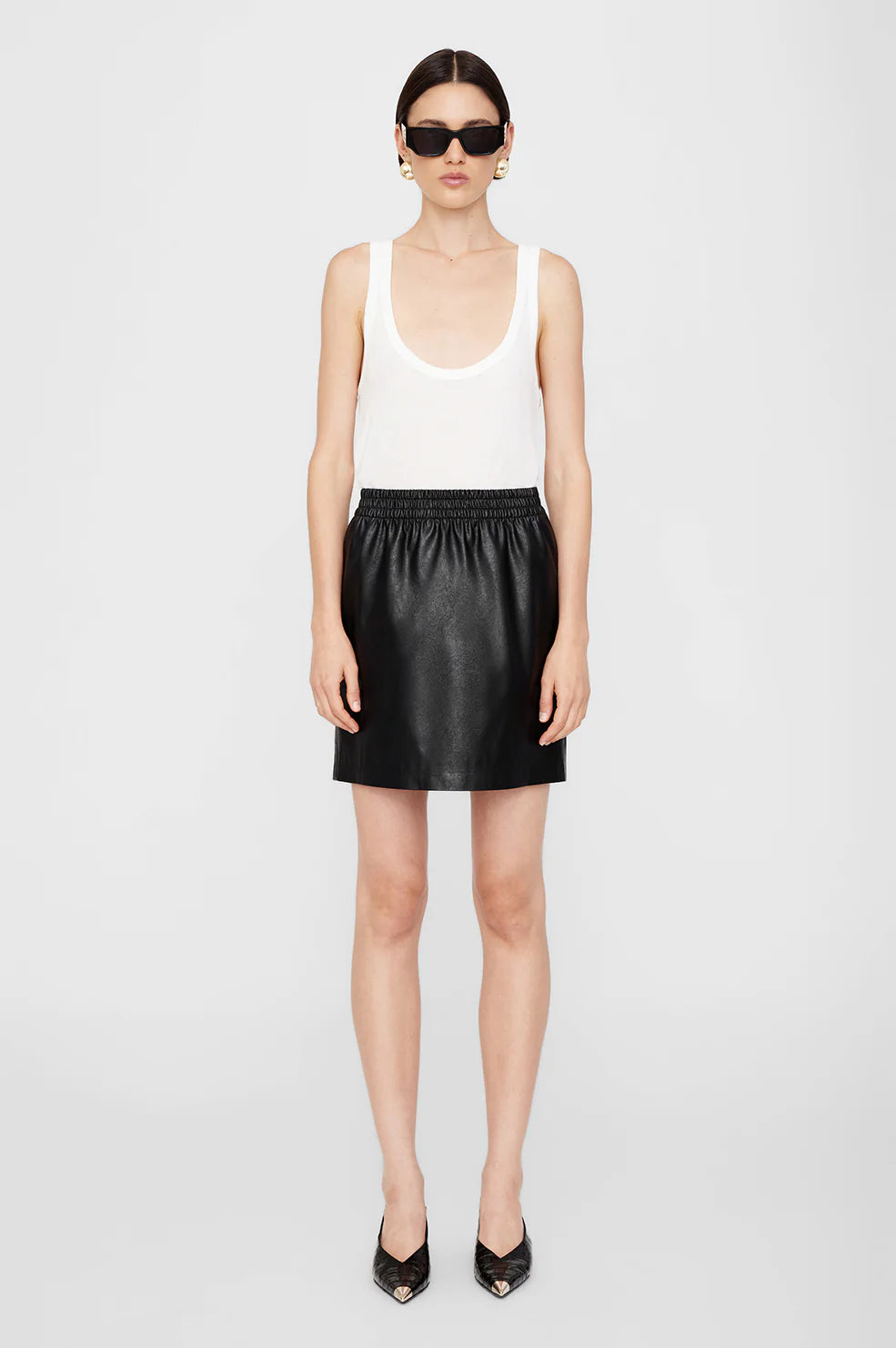 ANINE BING - SOTO SKIRT - BLACK VEGAN LEATHER