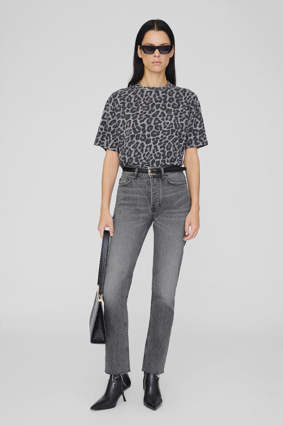 ANINE BING - COHEN TEE - GREY LEOPARD