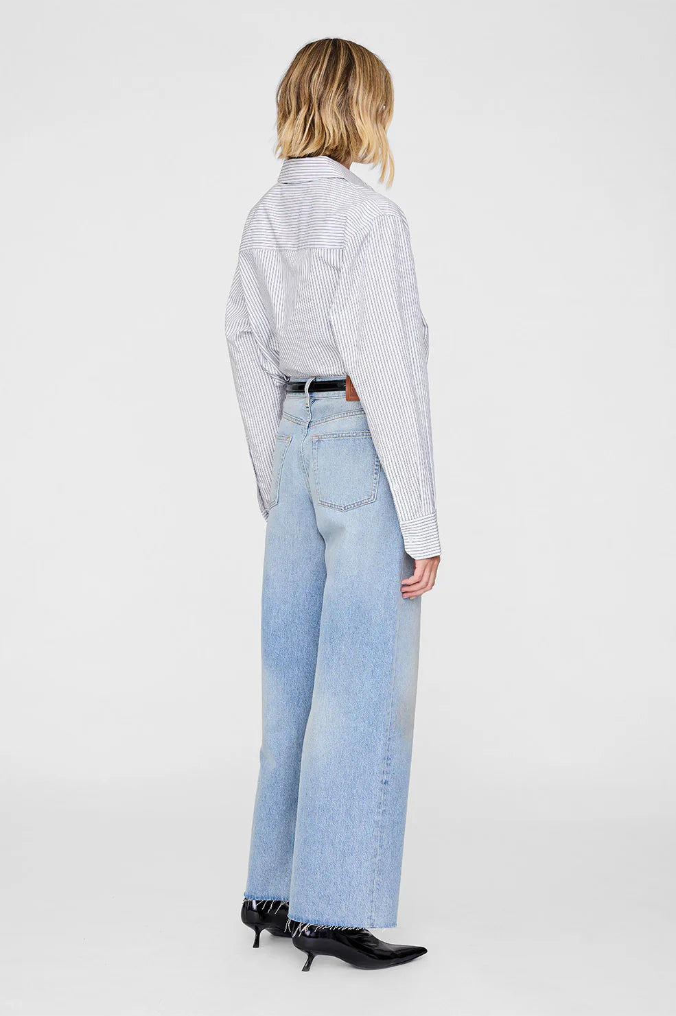 ANINE BING - ESSIE SHIRT - WHITE AND NAVY STRIPE