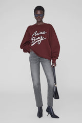 ANINE BING - MILES SWEATSHIRT CHENILLE SIGNATURE - CABERNET