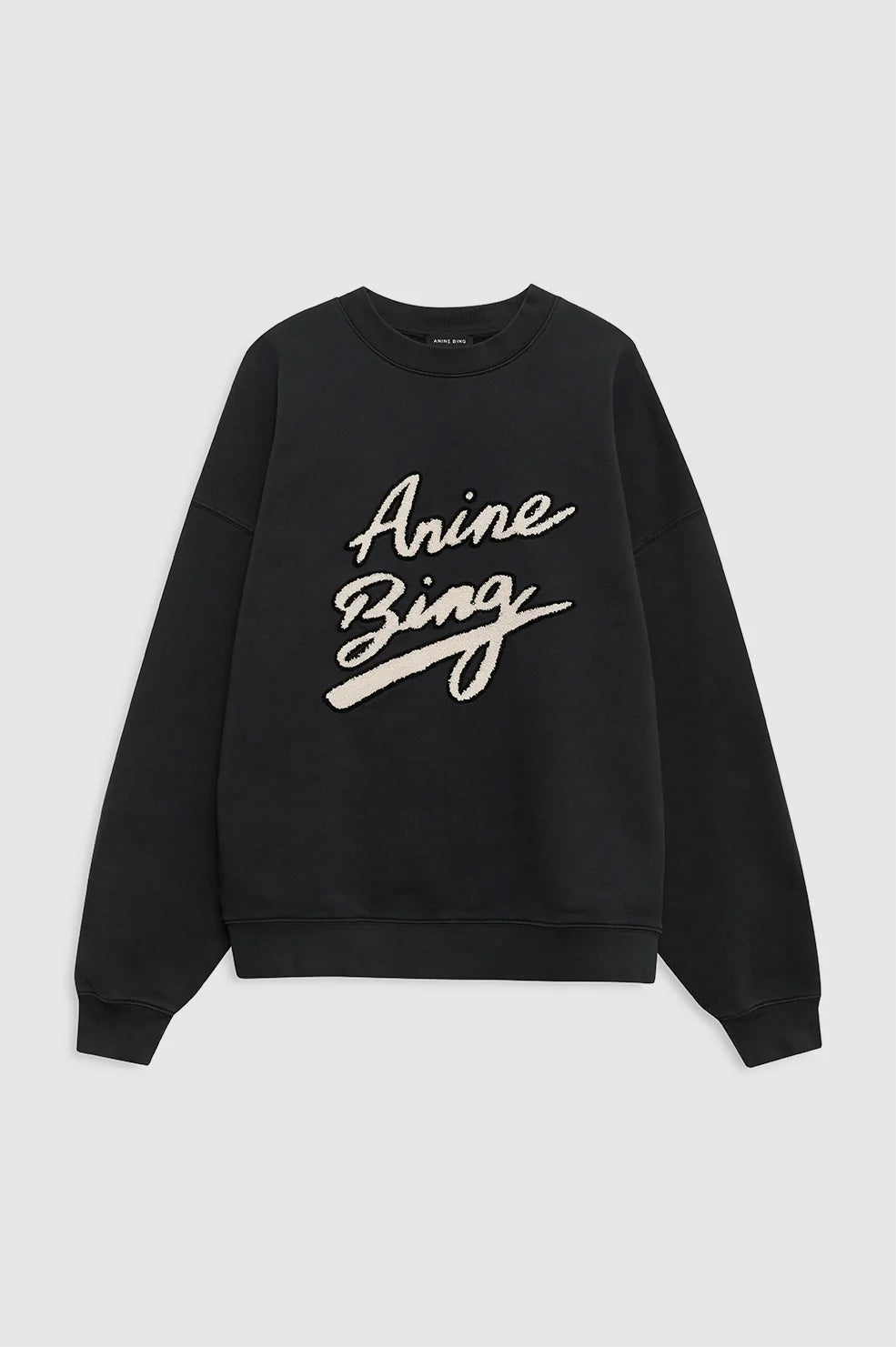ANINE BING - MILES SWEATSHIRT CHENILLE SIGNATURE - BLACK