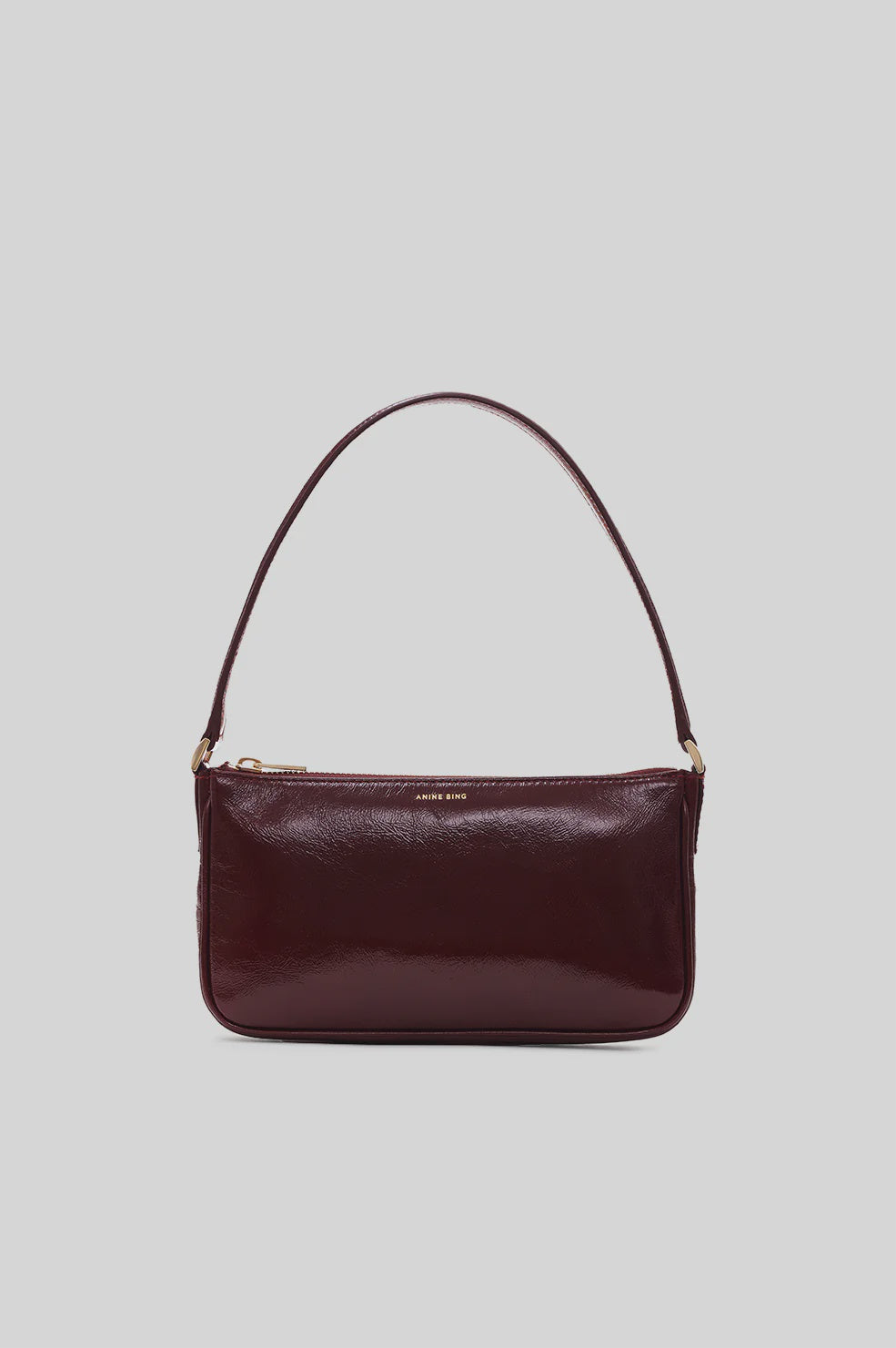 ANINE BING - MINI ELLY BAG - OXBLOOD CRINKLED PATENT