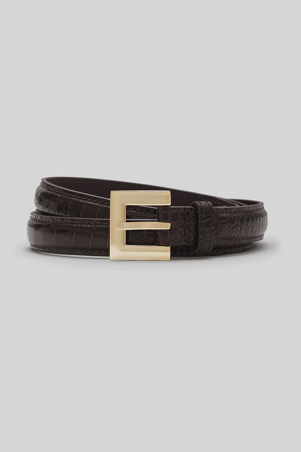 ANINE BING - NICOLA BELT - DARK BROWN EMBOSSED