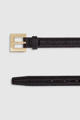 ANINE BING - NICOLA BELT - DARK BROWN EMBOSSED