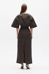 BAYSE - ARNA BELTED MAXI DRESS - ASH TWILL