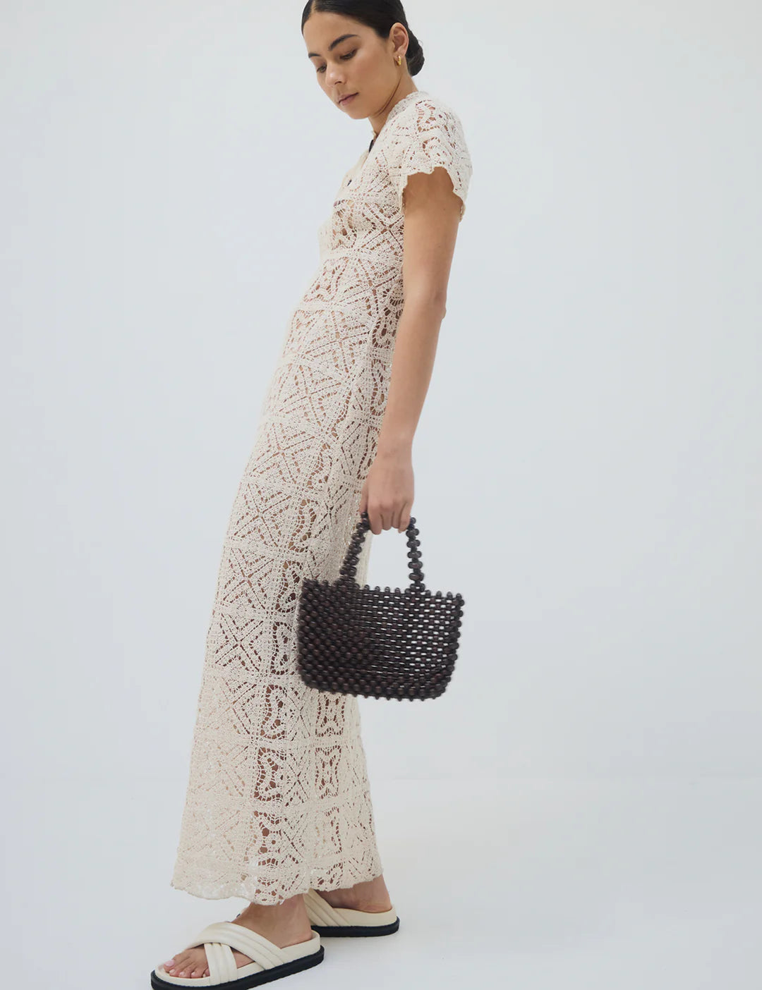 LA TRIBE - BONBON BEADED BAG - BROWN