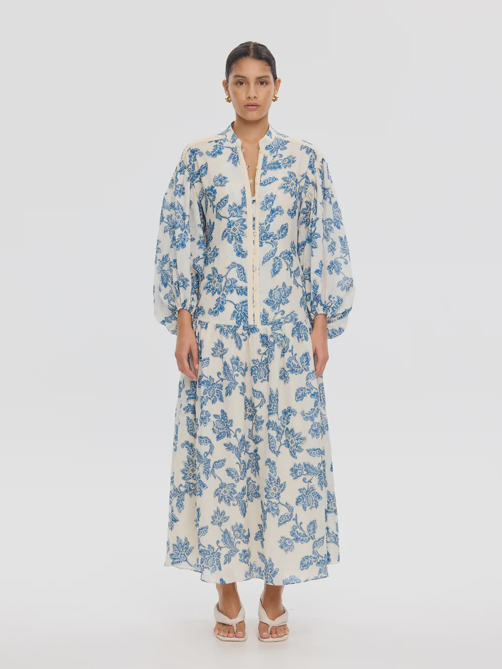 KIVARI - BLUEBELL MAXI DRESS - BLUE ECRU
