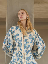 KIVARI - BLUEBELL MAXI DRESS - BLUE ECRU