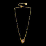 MOUNTAIN & MOON - CINDY NECKLACE - GOLD / PINK GLASS