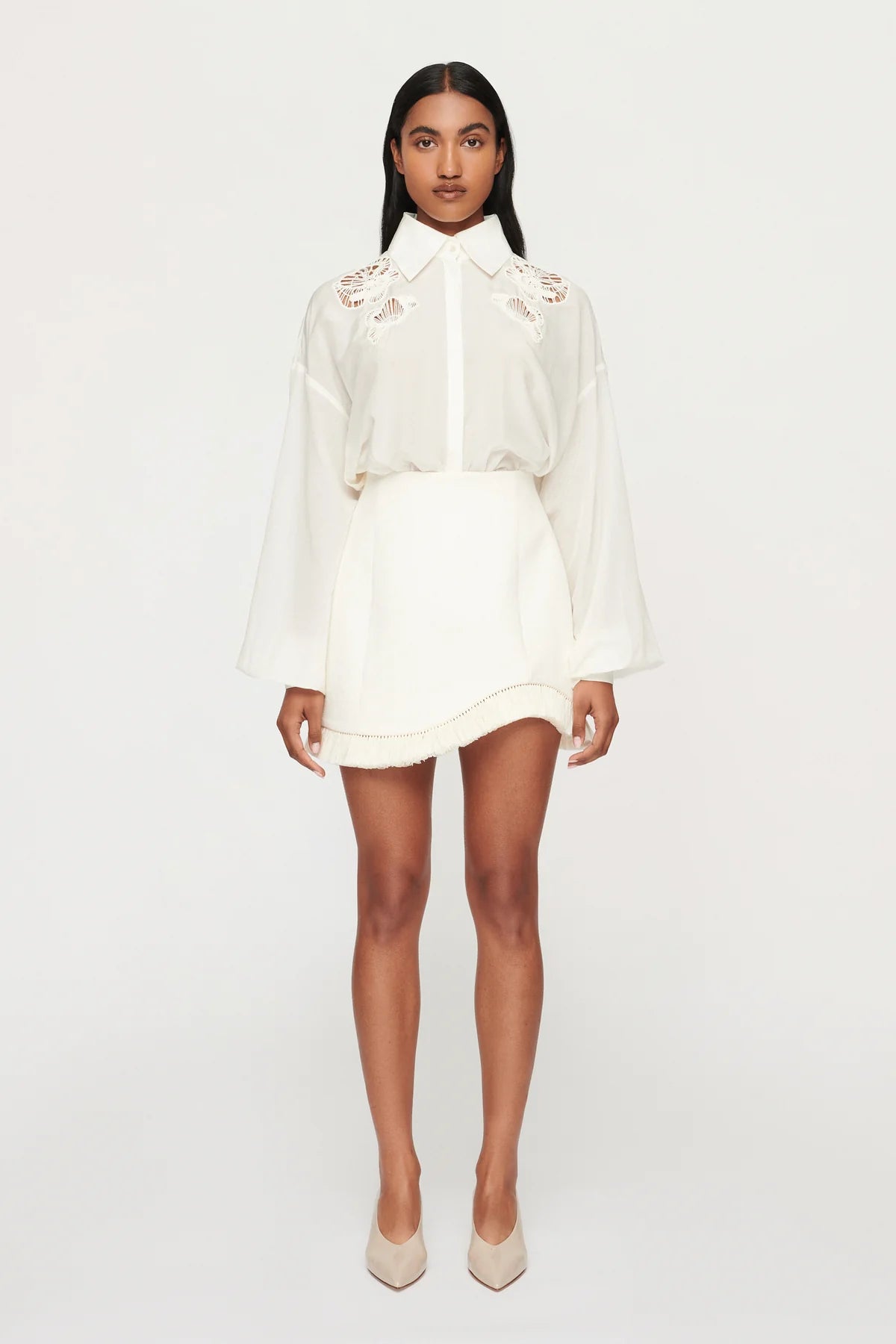 CLEA - AINSLEY EMBROIDERED SHIRT - OFF WHITE