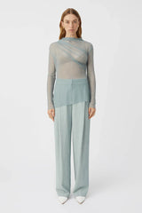 CAMILLA AND MARC - LATTICE LONG SLEEVE SHEER TOP - SEAFOAM